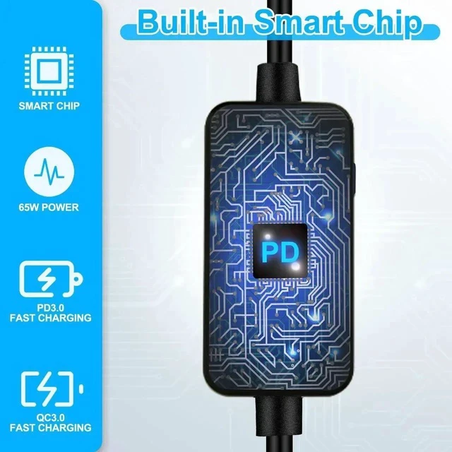 Alt view image 4 of 7 - USB C to DC Adapter Barrel PD Trigger Cable(3.3ft) with 10 Connector Tips USB to DC Power Cable can Switch Voltage by Pressing The Key Support LED Display Voltage