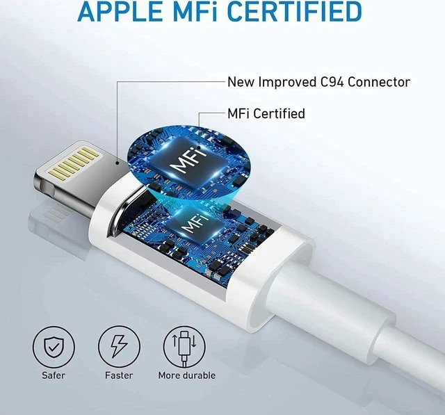 Alt view image 6 of 7 - 3-Pack 6ft Lightning Cable for iPhone Fast Charging USB A to Lightning Cable Compatible with iPhone 14 Pro Max/14 Pro/13/12 iPad AirPods MFi Certified