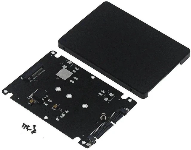 Alt view image 2 of 5 - B+M Key Socket 2 M.2 NGFF (SATA) SSD to 2.5" SATA Adapter Card with Case Fast-Black