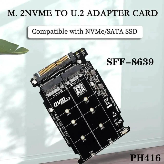 Alt view image 5 of 7 - PH416PCBA Dual Protocol M.2 to U.2 SFF-8639 Adapter Card, PCIe 3.0 X4 NVMe M-Key + SATA B-Key NGFF Converter Supports 2230/2242/2260/2280 M.2 SSD & 2.5 U.2 Drives