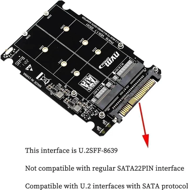 Alt view image 6 of 7 - PH416PCBA Dual Protocol M.2 to U.2 SFF-8639 Adapter Card, PCIe 3.0 X4 NVMe M-Key + SATA B-Key NGFF Converter Supports 2230/2242/2260/2280 M.2 SSD & 2.5 U.2 Drives