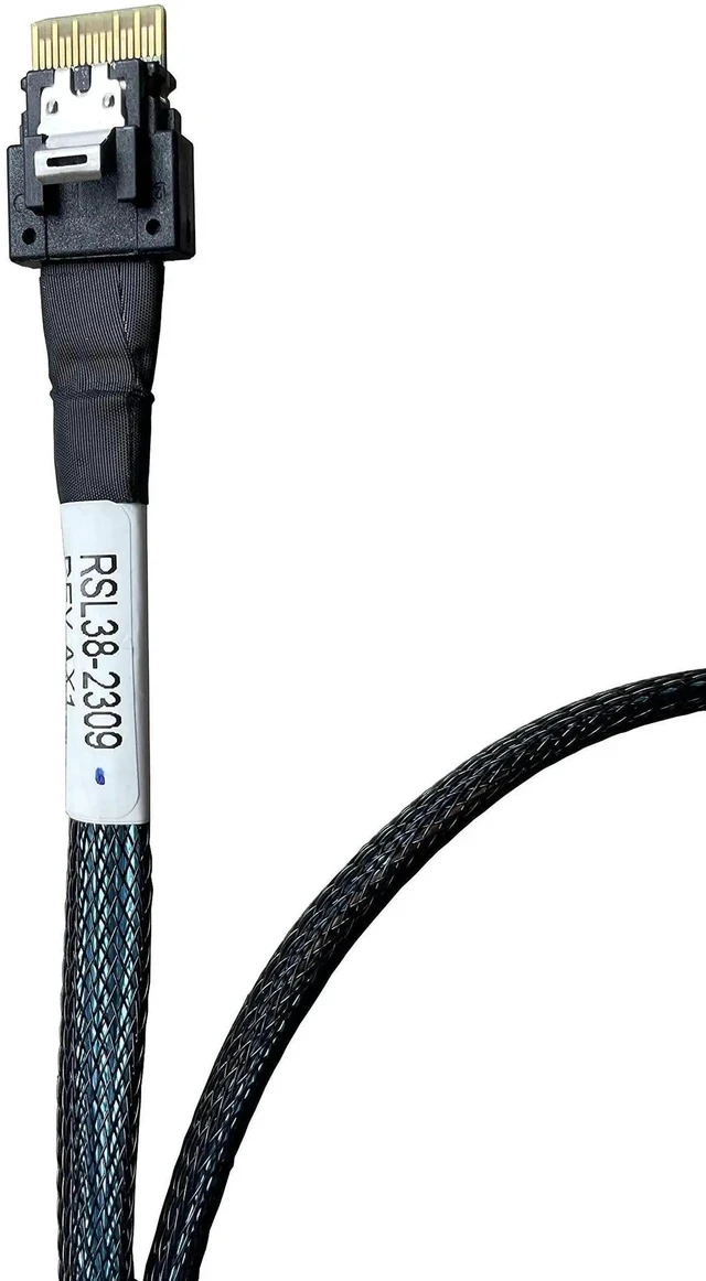 Alt view image 6 of 6 - 75CM PCIe Gen4 X4 SFF-8654 38Pin SlimSAS to SFF-8639 68Pin U.2 NVMe Cable with SATA Auxiliary Power, High Speed Storage Converter Cable for Server HBA RAID Card