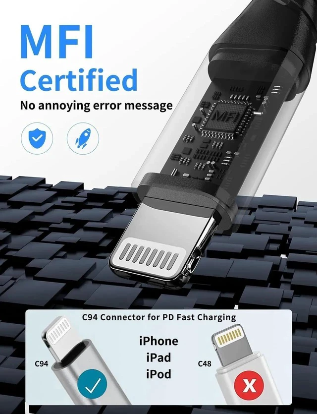 Alt view image 2 of 5 - 6 inch USB C to Lightning Cable Short 3Pack USB C iPhone Charger Cord Braided 0.5FT Type C to Lightning Cable PD Fast Charging for iPhone 14 13 12 11 Pro Max Mini 10 8 7 Plus XR XS SE AirPods