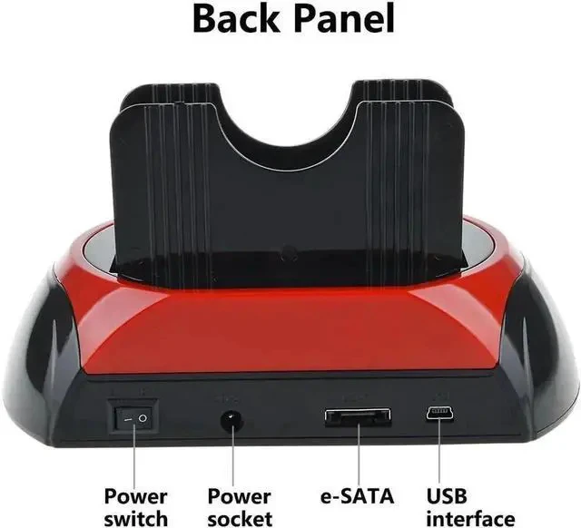 Alt view image 2 of 7 - Dual Slots USB 2.0 to SATA IDE HDD Docking Station with Card Reader for 2.5 3.5 Inch IDE SATA Hard Drive