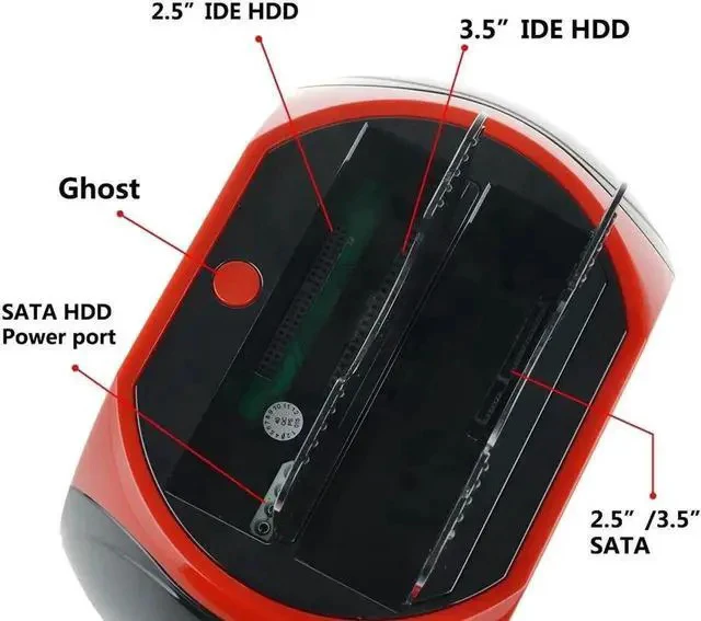 Alt view image 4 of 7 - Dual Slots USB 2.0 to SATA IDE HDD Docking Station with Card Reader for 2.5 3.5 Inch IDE SATA Hard Drive