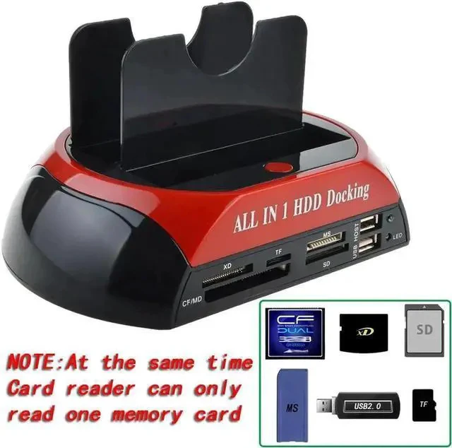 Alt view image 5 of 7 - Dual Slots USB 2.0 to SATA IDE HDD Docking Station with Card Reader for 2.5 3.5 Inch IDE SATA Hard Drive