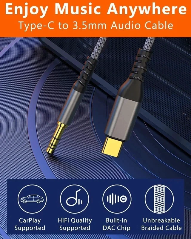 Alt view image 2 of 7 - USB C to 3.5mm Audio Aux Jack Cable Type C to Male Adapter Dongle Stereo Extension Audio Cord for Car Headphone Speakers Compatible with iPhone 15 Pro Max 15 Plus Galaxy S23 S22 S21 S20 (Grey)