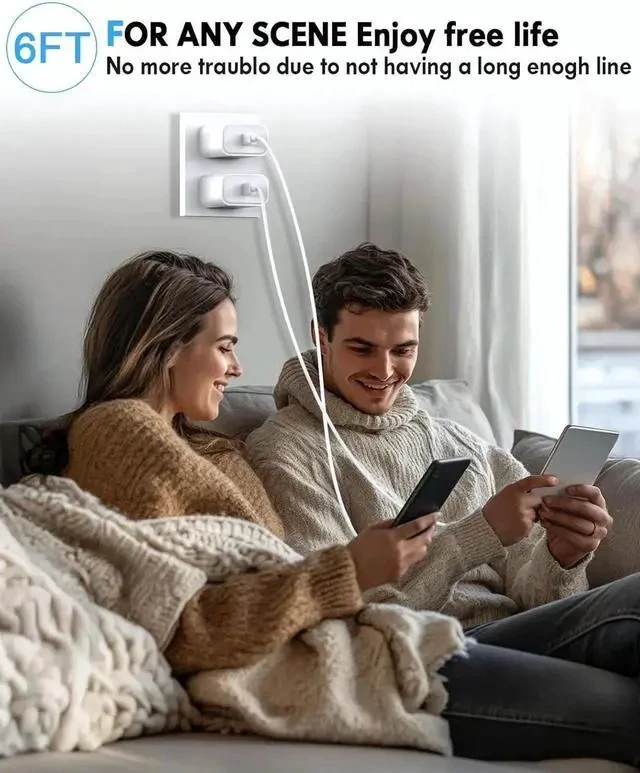 Alt view image 7 of 7 - iPhone Charger Fast Charging USB C Charger iPhone 14 Charger 2 Pack 20W USB C Wall Charger Block with 2 Pack 6FT USB C to Lightning Cable for iPhone 14 13 12 11 Pro Max XR XS X iPad