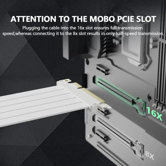 Alt view image 3 of 7 - 200mm 90-Degree PCIe 4.0 x16 GPU Riser Cable, EMI Shielded Flexible PCI Express 4.0 Extender with 30AWG Wires & TPE Sleeves, Backward Compatible PCIe 3.0/2.0