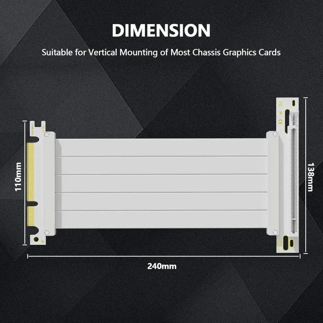 Alt view image 4 of 7 - 200mm 90-Degree PCIe 4.0 x16 GPU Riser Cable, EMI Shielded Flexible PCI Express 4.0 Extender with 30AWG Wires & TPE Sleeves, Backward Compatible PCIe 3.0/2.0