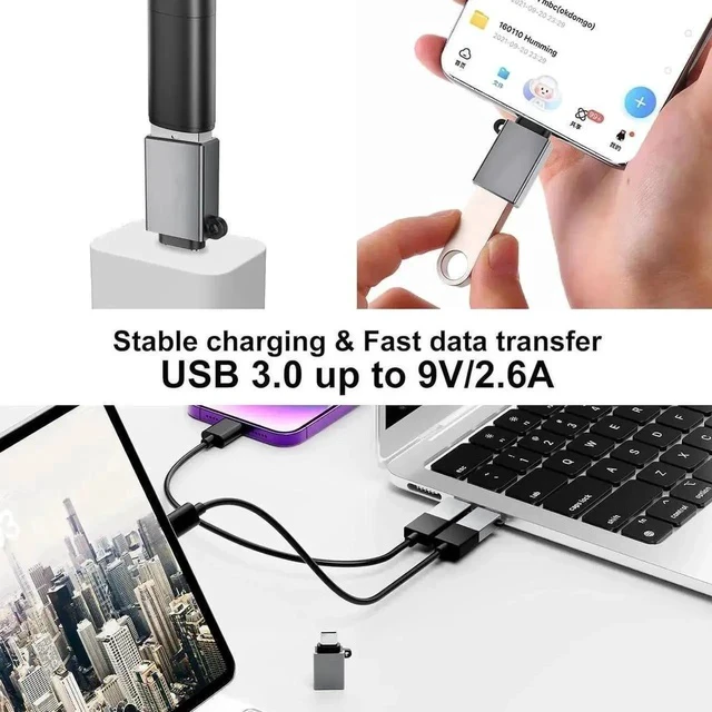 Alt view image 4 of 7 - USB C to USB Adapter 6 Pack USBC to USB Adapter USB A to USB C Adapter USB to USBC Adapter USB-C to USB Adapter C to USB Adapter for MacBook Pro/Air iPad Pro and More(Grey)