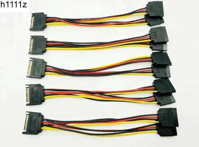 Main image of 5PCS PC Computer Power Cable 15Pin SATA Male to 2 Female 15Pin Serial ATA Power HDD Splitter Connector Cables for BTC ETH Mining