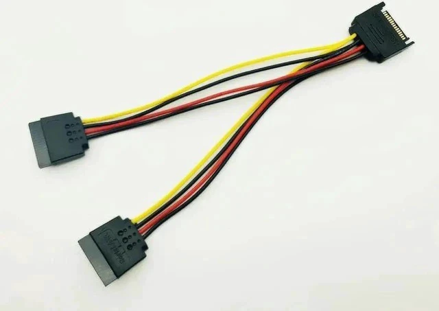 Alt view image 2 of 4 - 5PCS PC Computer Power Cable 15Pin SATA Male to 2 Female 15Pin Serial ATA Power HDD Splitter Connector Cables for BTC ETH Mining