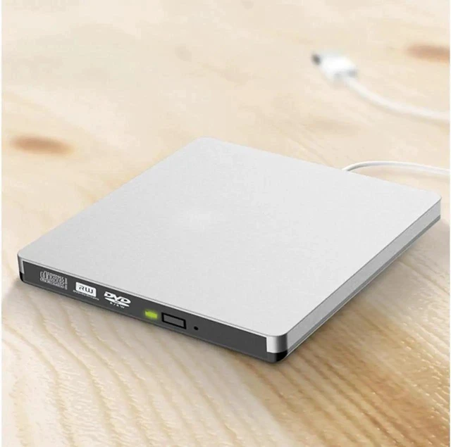 Alt view image 7 of 7 - External CD DVD Drive USB 3.0 Type-C Portable CD DVD +/-RW Optical Drive USB C Burner Slim CD/DVD ROM for PC Laptop Desktop MacBook Mac Linux OS Apple Windows 10/8/7/XP-Silver