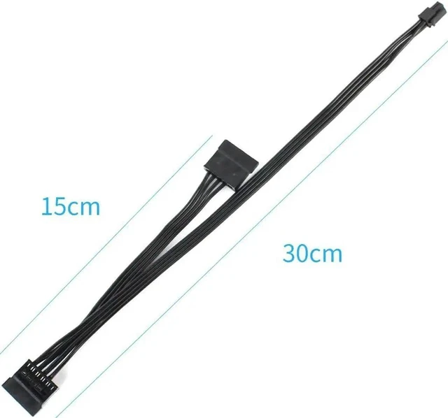 Alt view image 2 of 4 - PC Power Supply Cable Motherboard ATX Mini 4 Pin to SATA SSD for M410 M415 M425 B415 M610 M710 M4200R Motherboard 4P to 1 / Turn 2 SATA (Type 4 45cm)