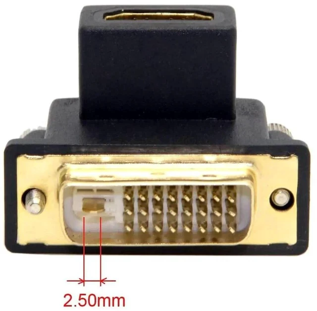 Alt view image 4 of 7 - 90 Degree Up Angled DVI Male to HDMI Female Bi-Directional Adapter, 4K 1080P Gold-Plated DVI-HDMI Video Converter for PC, Graphics Card & HDTV