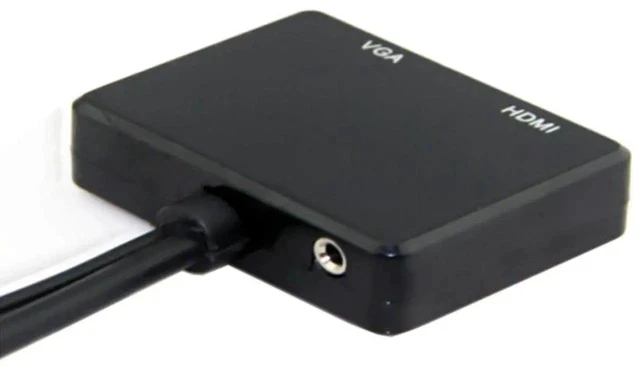 Alt view image 2 of 6 - HDMI Input to VGA + Dual HDMI Female Splitter Converter with Audio Jack, Multi-Signal Video Adapter for HDTV PC Monitor Laptop