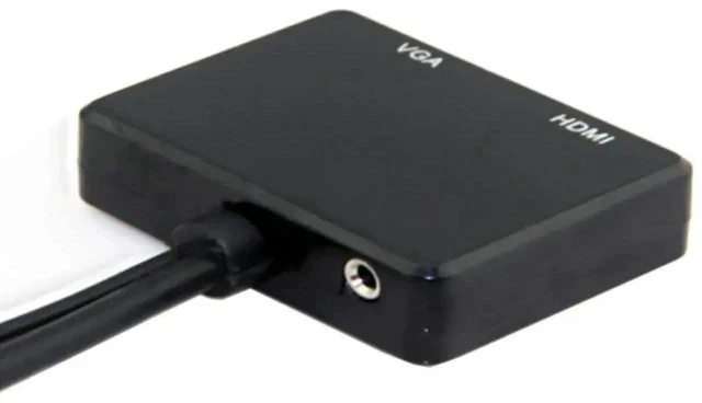 Alt view image 3 of 6 - HDMI to VGA + Dual HDMI Female Splitter Converter with 3.5mm Audio Port, Video Adapter for HDTV PC Laptop Monitor Projector