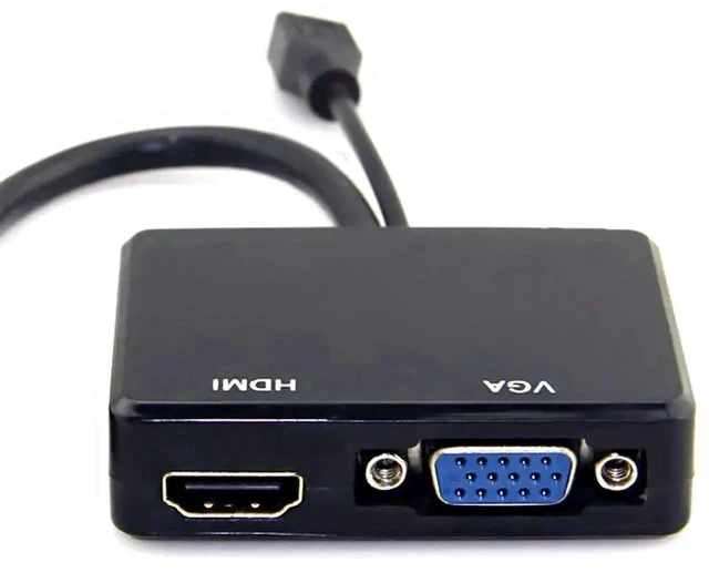 Alt view image 6 of 6 - HDMI to VGA + Dual HDMI Female Splitter Converter with 3.5mm Audio Port, Video Adapter for HDTV PC Laptop Monitor Projector