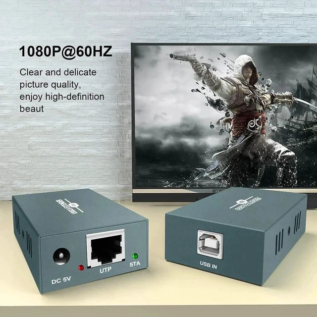 Alt view image 3 of 7 - USB Extender Over Ethernet RJ45 LAN Extension, with 4 USB 2.0 Ports, Transmit 50m/165ft Over Ethernet Cat5/5e/6/7, Support Power Over Cable, Play and Plug, No Driver Required