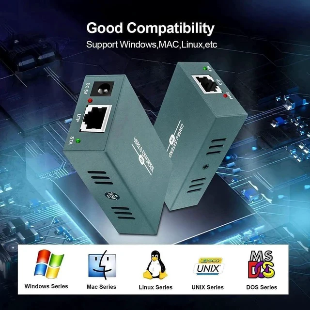 Alt view image 6 of 7 - USB Extender Over Ethernet RJ45 LAN Extension, with 4 USB 2.0 Ports, Transmit 50m/165ft Over Ethernet Cat5/5e/6/7, Support Power Over Cable, Play and Plug, No Driver Required