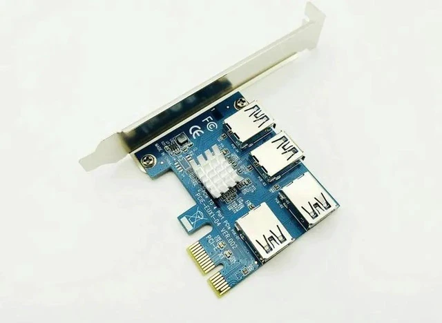 Alt view image 5 of 6 - 5PCS PCIe 1 to 4 PCI Express 16X Riser Card PCI-E 1X to External 4 PCI-e Slot Adapter Multiplier Card for Bitcoin Miner Mining