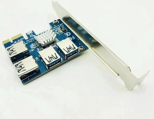 Alt view image 4 of 6 - 5PCS PCIe 1 to 4 PCI Express 16X Riser Card PCI-E 1X to External 4 PCI-e Slot Adapter Multiplier Card for Bitcoin Miner Mining