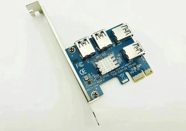 Alt view image 6 of 6 - 5PCS PCIe 1 to 4 PCI Express 16X Riser Card PCI-E 1X to External 4 PCI-e Slot Adapter Multiplier Card for Bitcoin Miner Mining