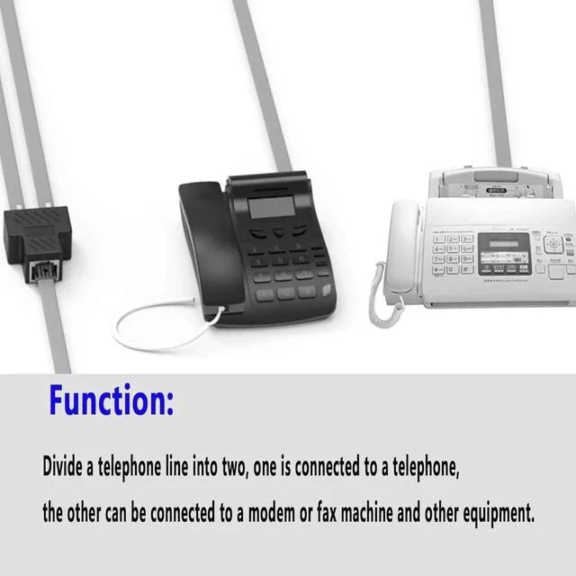 Main image of Phone Jack Splitter RJ11 Female to 2 Female 6P6C Telephone Inline Coupler Telephone Extension Adapter for Landline Fax Machine (1 to 2) 2pcs