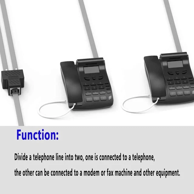Alt view image 4 of 6 - Phone Jack Splitter RJ11 Female to 2 Female 6P6C Telephone Inline Coupler Telephone Extension Adapter for Landline Fax Machine (1 to 2) 2pcs