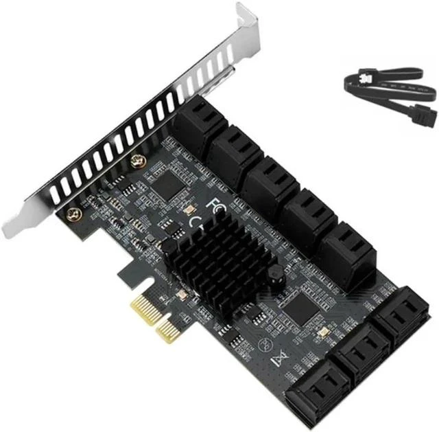 Alt view image 3 of 6 - PCIE SATA Expansion Card PCIE 1X to 16-Port SATA3.0 6Gbps SATA III Multi-Port Hard Disk Adapter Riser Card