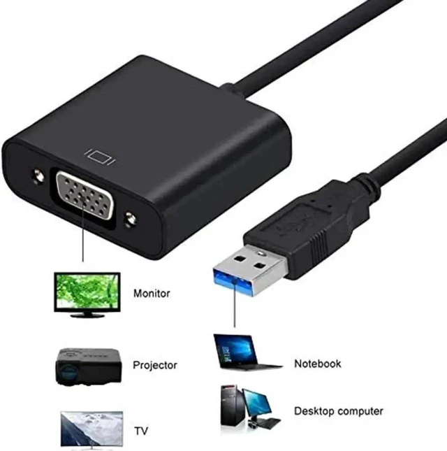 Alt view image 5 of 7 - USB 3.0 to VGA Multi-Monitor Adapter, External USB Video Graphics Card Support 1080P Full HD, Compatible with Windows 10/8.1/8/7/XP for Laptop Desktop Projector Monitor