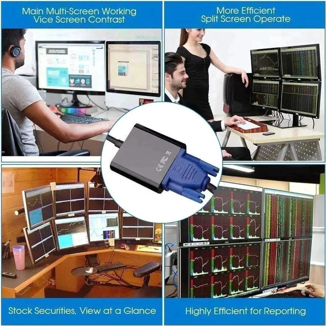 Alt view image 6 of 7 - USB 3.0 to VGA Multi-Monitor Adapter, External USB Video Graphics Card Support 1080P Full HD, Compatible with Windows 10/8.1/8/7/XP for Laptop Desktop Projector Monitor