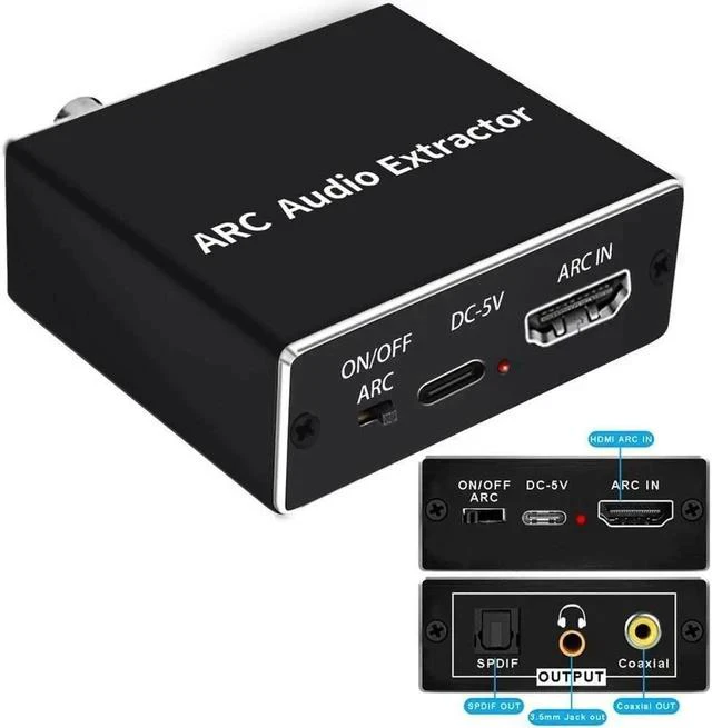 Main image of 192KHz ARC HDMI to Audio (Coaxial and 3.5mm Stereo or SPDIF Optical) Extractor Splitter Converter For All TVs and Audio Devices with HDMI ARC ports