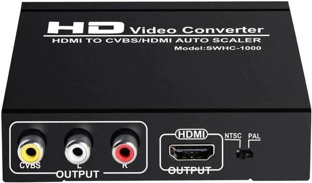 Main image of HDMI to HDMI and AV/RCA Converter, 1080p HDTV HDMI to Composite RCA Audio Video A/V CVBS Adapter Converter Box with Power Adapter, Support 1080P, PAL, NTSC for HD TV and Older TV