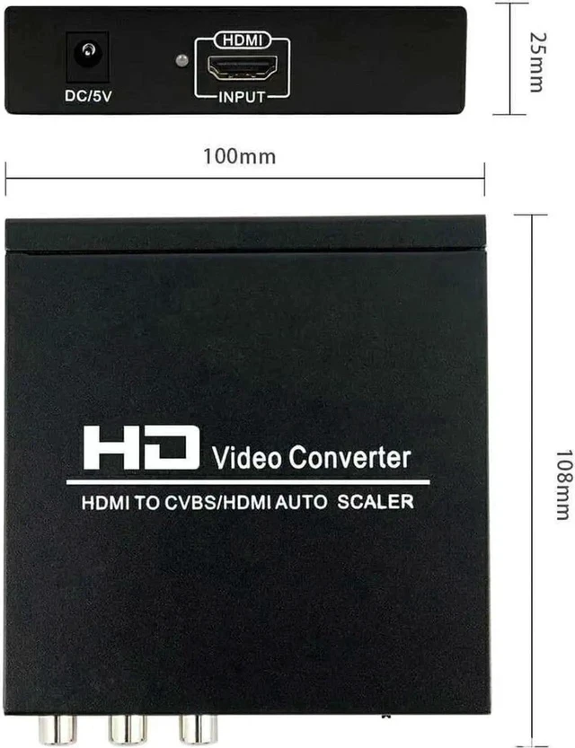 Alt view image 2 of 6 - HDMI to HDMI and AV/RCA Converter, 1080p HDTV HDMI to Composite RCA Audio Video A/V CVBS Adapter Converter Box with Power Adapter, Support 1080P, PAL, NTSC for HD TV and Older TV