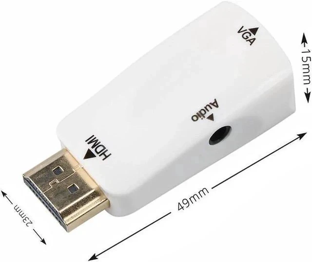 Alt view image 7 of 7 - HDMI TO VGA 1080P HDMI Male to VGA Female Video Converter Adapter with 3.5mm Audio Port for PC,Laptop,DVD,Projector HDTV Xbox STB Chromebook, Android TV Box and Other HDMI Devices-White