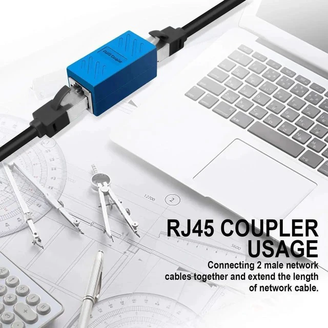 Alt view image 5 of 7 - 5 Pack Blue RJ45 Female to Female Ethernet Inline Coupler, Ethernet Extension Connector Compatible with Cat5e Cat6 Cat7 LAN Cables