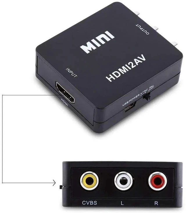Alt view image 4 of 5 - PUSOKEI Digital HDMI to RCA,HD Video Converter, 720p/1080p Mini HDMI to RCA Composite Video Audio AV CVBS Adapter Converter,Support NTSC/PAL Format (Black)