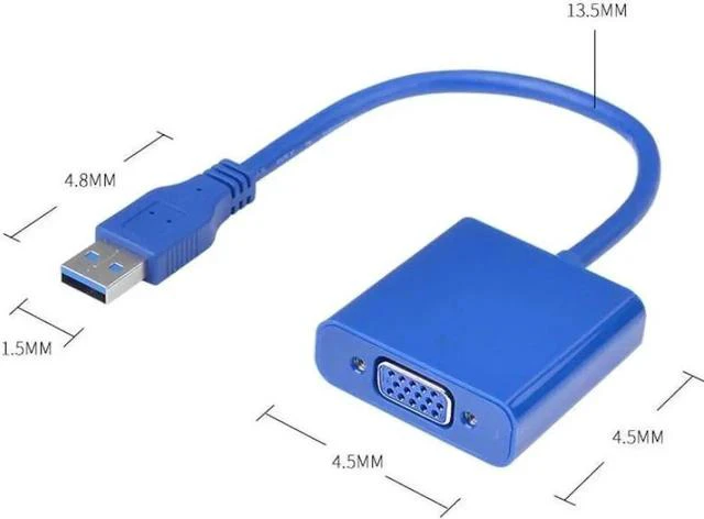 Alt view image 2 of 7 - USB 3.0 to VGA Adapter Converter Multi-Monitor Adapter Male to Female Connector Support Max Resolution 1080p 60Hz for USB-Enabled PC Laptop Windows 10/8.1/8/7/XP No Need CD Driver (Blue)