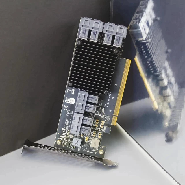 Alt view image 3 of 7 - ST538 8-Port SFF-8643 to PCIE 3.0 X16 Adapter Card with PEX8749 Controller for High-Density U.2/U.3/M.2 NVMe RAID Storage Solution