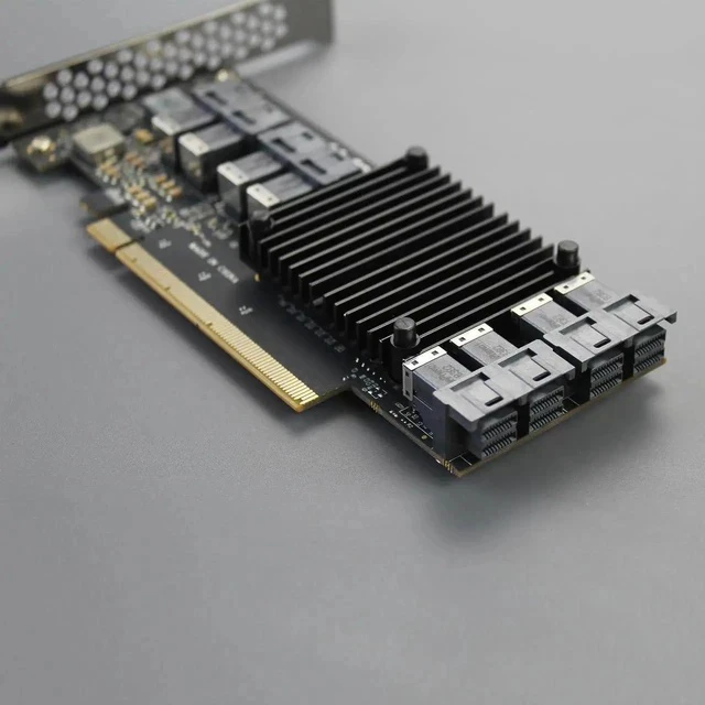 Alt view image 5 of 7 - ST538 8-Port SFF-8643 to PCIE 3.0 X16 Adapter Card with PEX8749 Controller for High-Density U.2/U.3/M.2 NVMe RAID Storage Solution