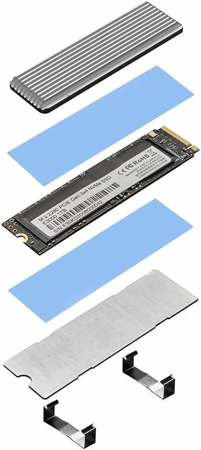 Alt view image 3 of 5 - M.2 heatsink 2280 SSD Heat Sink, Only Support Single-Sided 2280 M.2 SSD, with Thermal Silicone Pad for PS5 PCIE NVME M.2 SSD or NGFF SATA M.2 SSD Computer and PC, Silver