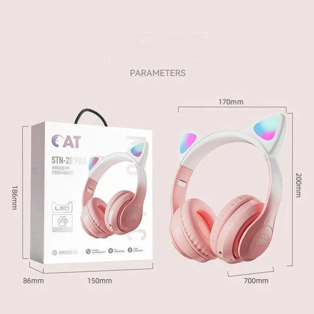 Alt view image 3 of 5 - Gemdeck Wired Headphones Cute Cat Ear Headset Bluetooth Foldable Headphones Gift