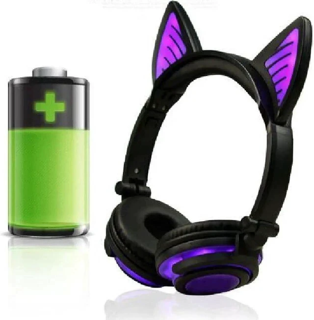 Alt view image 5 of 6 - Aomoproing Gemdeck Wireless Headphones Cat Ear Bluetooth Foldable Light Up Headphones Green