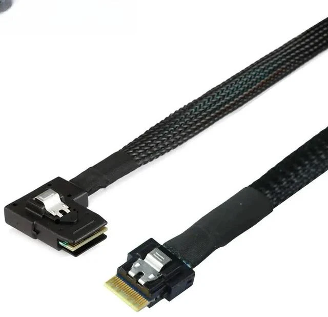 Main image of FOR High-speed SlimSAS 4.0 SFF-8654 4i to SAS SFF-8087 Left Angle Adapter Cable for High-Performance Servers