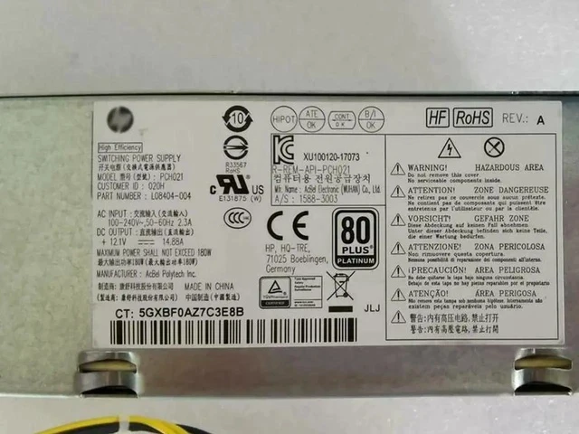 Alt view image 5 of 5 - L08404-004 L08404-002 L08404-001 PCH021 D18-180P1A PA-1181-3HC For ProDesk 600 G5 SFF PSU 180W Power Supply PSU