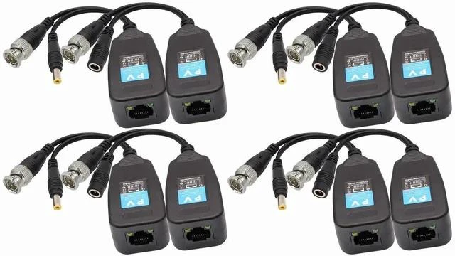 Main image of Video Balun RJ45 to BNC Transceiver Transmitter HD-CVI/TVI/AHD/CVBS with DC Power Connector for 1080P 3MP 4MP 5MP 8MP CCTV Security DVR Surveillance Camera System (4Pairs)