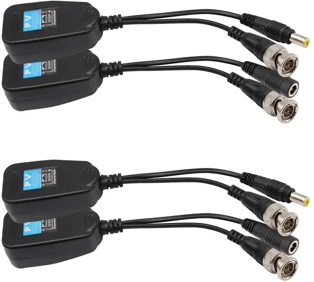 Alt view image 5 of 6 - Video Balun RJ45 to BNC Transceiver Transmitter HD-CVI/TVI/AHD/CVBS with DC Power Connector for 1080P 3MP 4MP 5MP 8MP CCTV Security DVR Surveillance Camera System (4Pairs)