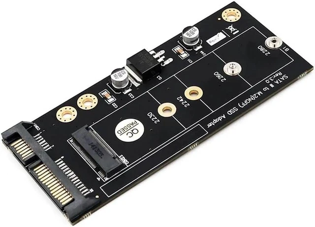 Alt view image 4 of 6 - M2 to SATA Adapter M.2 NGFF SATA SSD Raiser Expansion Card for 2230 2242 2260 2280mm M.2 Solid State Disk with 3.5" Bracket Tray